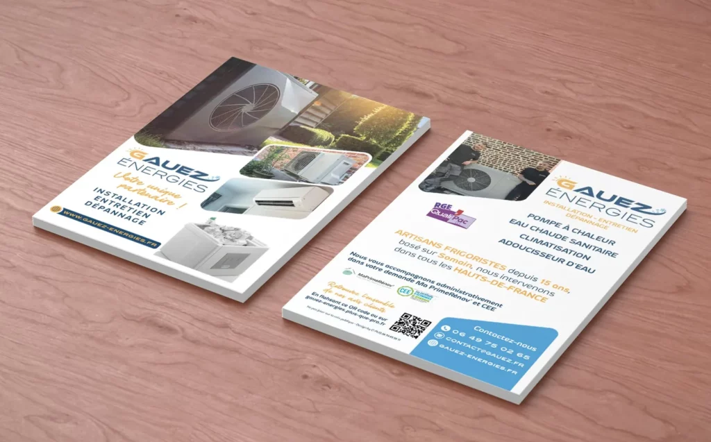 Flyers d'un installateur de pompes à chaleur à Somain imprimés par C-Pub Studio